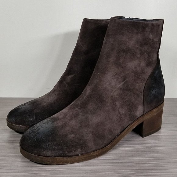 Vince Shoes - Vince 'Ruth' Block Heel Bootie, Peat (Brown) Suede, Womens Size 5.5 / 35.5